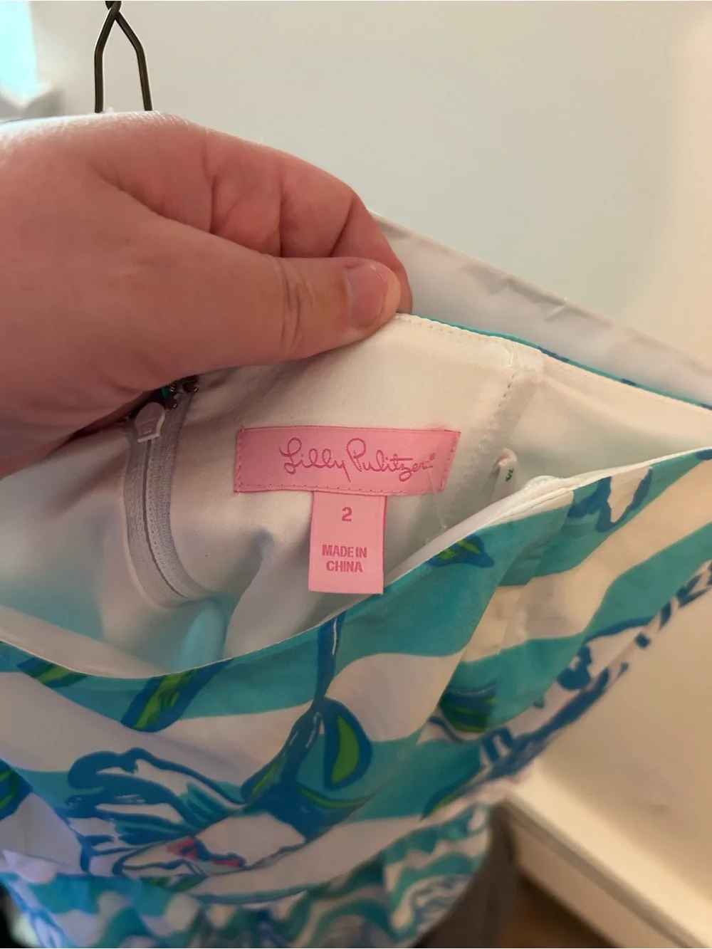 Lilly Pulitzer Aqua and White Strapless Floral Dress - Picture 3 of 3